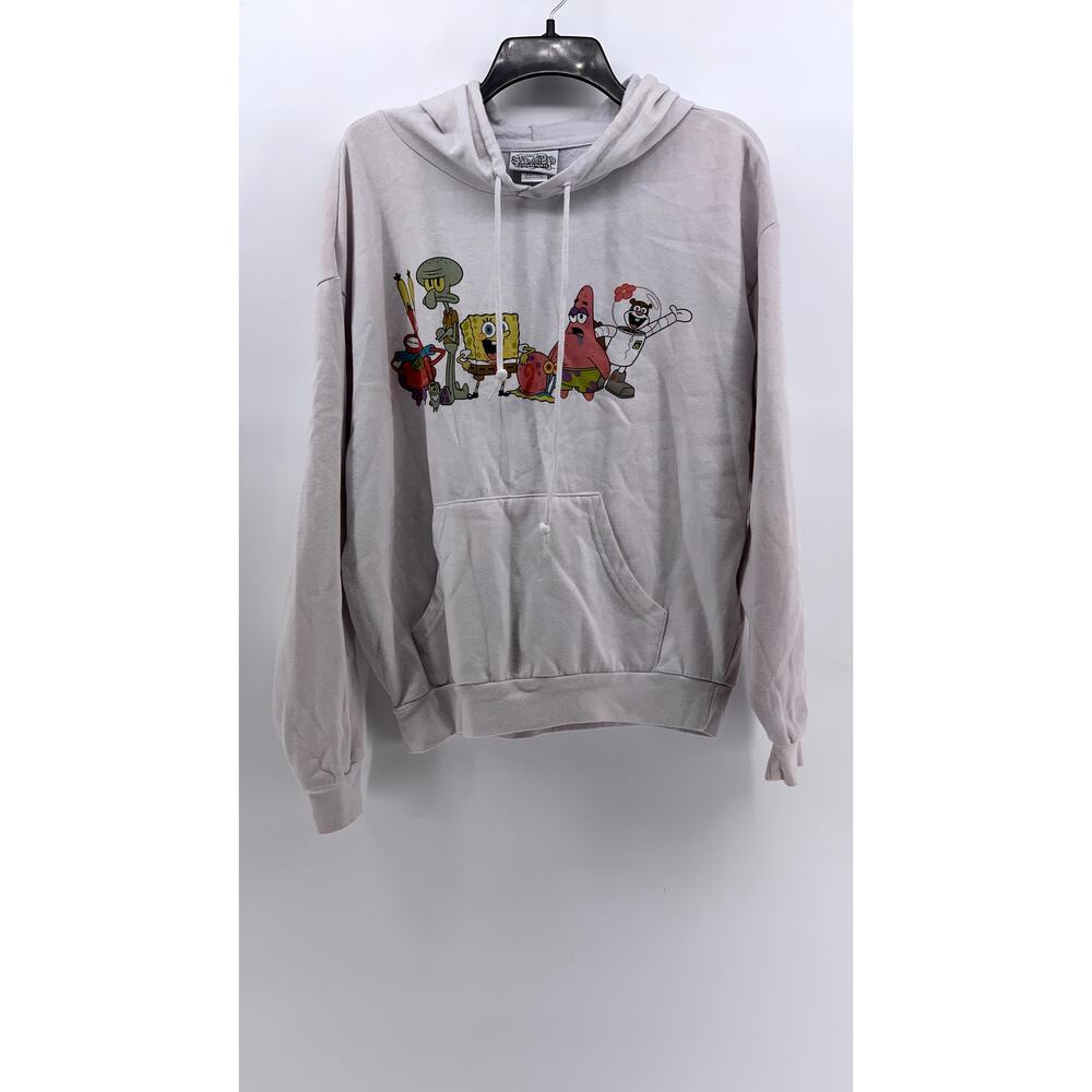 NICKELODEON Unisex White Spongebob Squarepants Graphic Hoodie SZ L